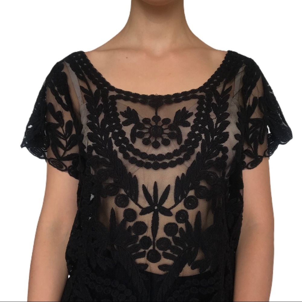 Lace see through beach cover up top